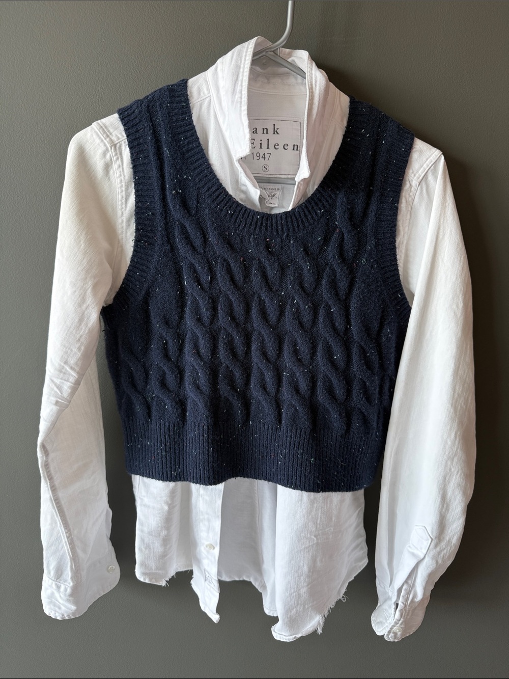 TREASURE & BOND Nordstrom Navy Tweed Cropped Sweater Vest